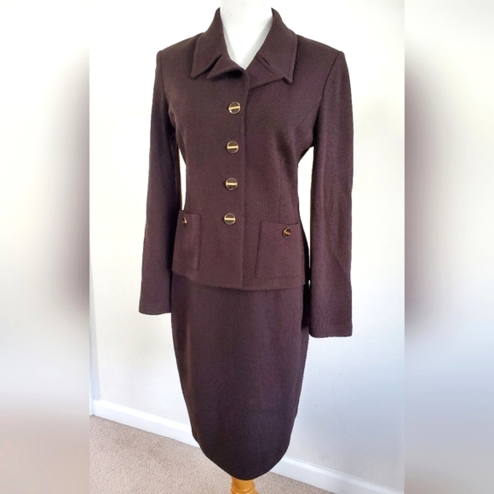 St. John Brown Blazer & Skirt Set